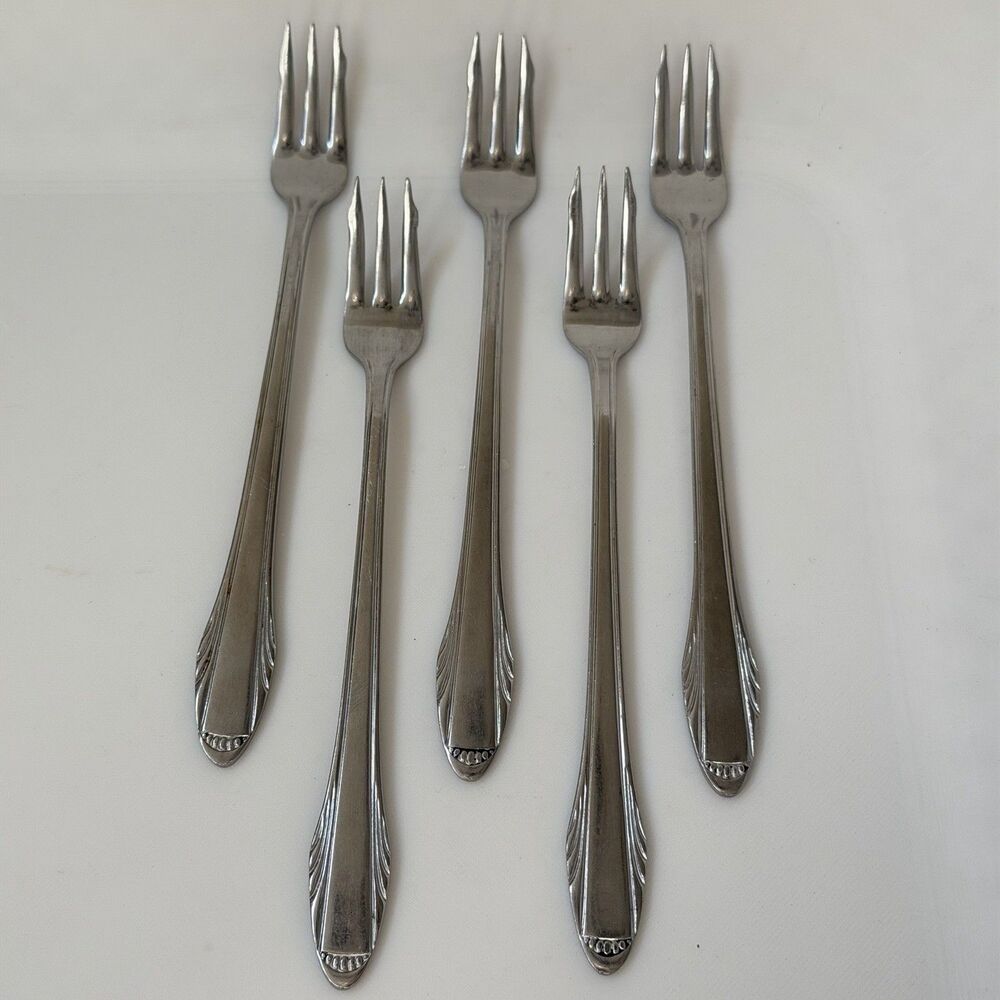 5pc Flint New Look Seafood/Cocktail Forks 5 3/4” Deluxe Stainless Japan